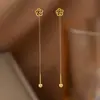 Pendientes de Borla de Acero de Titanio de Dongguan Transfronterizos con un Diseño Único Japonés y Coreano, Pendientes de Corazón Hueco de Amor para Mujer, Simples y Elegantes