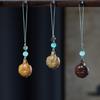 Rosewood Pumpkin Guidão Vaso Corrente Pendurada para Celular Artesanato Sândalo Pingentes de Carro Bagagem de Mão Wen Play Vaso de Guidão