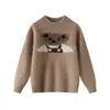 Suéter de Lana de Oso de Dibujos Animados para Niños, Cuello Semi-Alto, para Niños y Niñas, Suéter Espeso de Otoño e Invierno, Lindo Suéter Tejido de Osito con Correas