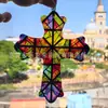 Adornos Colgantes de Vidrio de Colores, Nuevo Cruz Retro Cruz Transfronteriza Más Vendidos Colgantes de Vidrio Decoración de Arte con Líneas Verticales en Relieve