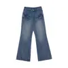 Pantalones Largos Wanwei Retro de Alta Resistencia con Pedrería para Mujer Primavera 2026 Nuevos Jeans Acampanados con Pedrería Estrellada P5715