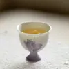 Taza Cerámica Alta con Degradado Morado Pintada a Mano con Diseño de Pez de Cabeza Gorda, Juego de Té de Alta Gama, Taza de Té Personal para Mujeres