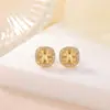 Brincos Yiluyin de Prata Esterlina S925 Banhados a Ouro com Citrino, Design Simples de Quadrado Pequeno, Versáteis e Elegantes para Uso Diário, Brincos de Prata Facetados