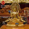 Estátua "Puxian Bodhisattva" feita à mão totalmente dourada de uma aldeia de Xizang, ornamento de Buda de cobre "Bianji Bodhisattva" para uso doméstico interno