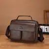 Bolsa de Hombro de Cuero Suave de Moda Transfronteriza para Negocios, Bolso Cruzado Multifuncional de Moda, Mochila Resistente al Desgaste para Hombre, Estilo Horizontal, Venta al por Mayor