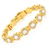 Pulseira Magnética Redonda Popular com Pedras Inteiras Transfronteiriça Moda Europeia e Americana Fecho de Linha Única Pulseira Magnética Antiestática para Mulheres em Estoque