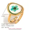 Pulseira Popular Versátil Estilo INS Transfronteiriça Europeia e Americana Anel de Acrílico com Flor Seca Verde Banhado a Ouro 18K de Aço Inoxidável