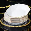 Jingdezhen Louça de Cerâmica Tigela e Prato com Borda Dourada Conjunto Tigela Simples Atacado Tigela de Cerâmica Prato Presente Negócios Porcelana Branca