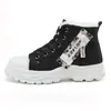 Tênis de Cano Alto Lona Sola Grossa Casal K988 2025 Inverno Novo Estilo Tênis Casuais Peluciados Estudante Masculino e Feminino Tendência