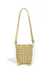 Bolso Cruzado de Mujer Único y Elegante con Nudo de Molino Calado Tejido con Cierre de Cordón, Bolso Cubo, Estilo Vacacional, Versátil Casual