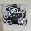 Goma para el Cabello Elástica para Mujeres para Atar su Cabello, Estilo Coreano Alta Elasticidad y Duradera Funda de Cuero, Elegante Combinación de Negro y Blanco, No Daña el Cabello y Es Esponjosa
