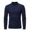 Camiseta de manga larga para hombre de comercio exterior transfronterizo, jersey de cuello bajo de talla grande para jóvenes, camisa de manga larga de polar de color liso