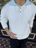 Suéter de Punto Grueso Color Block Patchwork Vintage de Alta Gama para Hombre, Estilo Old Money, Versátil Casual de Alta Gama para Otoño/Invierno