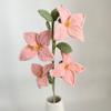 Buquê de flores de forsítia de quatro flores de lã trançada, buquê floral acabado feito à mão, flor artificial, sala de estar, flor de lã decorativa
