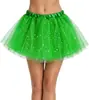 Saia Tutu Adulto em Estoque com 4 Camadas de Tule, Inclui Forro, Lantejoulas de Estrela, Saia de Tule de Comprimento Médio, Saia Bufante, Saia de Performance de Palco
