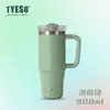 Taza Térmica Tyeso de Gran Capacidad para Café Helado Taza Refrigerante Portátil para Coche con Popote Taza para Coche de Acero Inoxidable