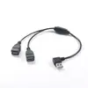 Cabo de Dados USB Macho para Fêmea de Ponta Dupla Personalizado, Cabo de Dados Um para Dois, USB Macho para Dois USB Fêmea, USB Curvado para a Esquerda e para a Direita