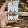 Pendientes de Pieza Bordada Vintage Bordados a Mano de Estilo Étnico de Moda, Colgantes de Oreja Pequeños Cortos con Borlas, Joyería de Plata Miao de Yunnan para Mujeres