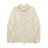 Colección Otoño 2026: Camisa Bordada Artística de Manga Larga Estilo Japonés para Mujer, Top Jacquard Casual con Adorno de Encaje al por Mayor