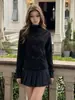 Nuevo Abrigo de Lana Estilo Coreano Invierno Lana Temperamento Top Adelgazante Cuello Alto Chaqueta de Lana Negra Mujer Venta al por Mayor
