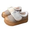 Moda Combinable Abrigo de Felpa Zapatos de Algodón para Mujer Otoño e Invierno Nuevo Engrosado para Casa Cálido Bolsa con Velcro con Pantuflas de Algodón