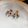 Pendientes de borla de cristal de flor de diamante con incrustaciones de aguja de plata Pendientes de lujo accesibles de estilo étnico retro Pendientes de nicho de alta gama para mujer