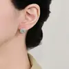 Pendientes de Plata 925 de Lujo Ligero con Circonita Cuadrada de un Quilate Incrustada para Mujer, Pendientes de Gama Alta, Estilo Clásico Europeo y Americano, Pendientes Transfronterizos