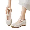 Comércio exterior, sola macia, nova coleção primavera/verão, sola grossa, couro macio, sapatos casuais femininos 2026, saltos plataforma confortáveis, sandálias vazadas