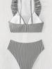 Traje de baño de dos piezas de nuevo estilo europeo y americano 2024, Bikini femenino que estiliza la cintura de secado rápido, Traje de baño deportivo para playa de vacaciones de exportación