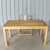 Nova Mesa de Chá Estilo Chinês Mesa para Preparo de Chá Mesa e Banqueta de Madeira Maciça Combinação Base Branca Borda Branca Madeira de Ulmeiro Significado Zen Mesa de Jantar Móveis Mesa Ferradura
