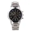 Venta al por mayor de fábrica vidrio de luz azul tres ojos banda de acero Reloj para hombre Reloj de regalo cuarzo reloj para mujer al por mayor en stock