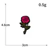 Patch de tecido bordado rosa-claro para bolsa, decoração de roupa, patch de flor requintada, emblema bordado em computador, para costurar ou colar
