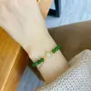 Contas Esmeralda Caractere Fu Mickey II Cabacinho de Jade Huan Pingente Amor Pulseira com Borla Pulseira Moda Feminina