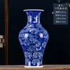 Vaso Pequeno de Porcelana Azul e Branca Antigo Jingdezhen Cerâmica Clássica Chinesa Arranjo de Flores Sala de Estar Gabinete de Vinho Sala de Chá Ornamentos