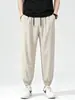 Fábrica de comercio exterior selecciona cuidadosamente pantalones jogger de seda helada, pantalones deportivos casuales de verano finos de secado rápido, pantalones de nueve puntos holgados para hombre
