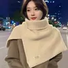 Xale de Gola Alta com Fenda Moda Feminino Outono Inverno Pulôver Preto Protetor de Pescoço Cachecol de Tricô Proteção contra Frio Aquecimento Roupa Externa Cachecol de Pescoço