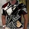 Camisa Polo Masculina de Manga Curta com Estampa Digital Camisa Polo com Padrão Geométrico