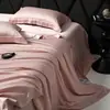Colcha Jacquard de Seda Tencel Lenzing de Alta Gama, Colcha de Verano Refrescante de Tencel, Juego de Cuatro Piezas, Colcha Lavable para Aire Acondicionado, Colcha Delgada de Verano