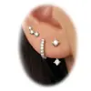 Set de Aretes Europeos y Americanos de Venta Caliente Transfronterizo para Mujer, Aguja de Plata de Latón, Clips para Orejas Galvanizados en Oro Real, Aretes de Botón, Set de 6 Piezas al por Mayor