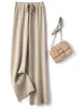 Pantalones de lana de punto para mujer, pierna ancha, engrosados para otoño e invierno, cintura alta, con caída fluida, pierna recta, hasta el suelo, pantalones largos blancos para ropa exterior