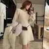 Nueva Colección Otoño/Invierno 2026: Textura acanalada, cuello redondo, manga larga, corte ajustado, vestido de punto que realza la figura, falda línea A, falda corta 25382