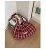 026 Bolso de Hombro Nuevo Estilo Coreano de Primavera, Elegante Bolso de Mano Plegado de Gran Capacidad y Ligero, Bolso Cuadros Estilo Preppy para Mujer