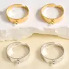 Anillo de Acero Inoxidable Colgante Único Aro Soldado Banda de Aro Accesorios para Joyería DIY Anillo Abierto Ajustable Pieza de Joyería