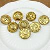 Botão Decorativo Dourado Deserto Retrô Coroa Duplo Leão Estilo Britânico Para Casaco Terno Suéter Camisa Tricô Venda por Atacado