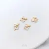 Pingente Pequeno de Coração de Pêssego Micro-Cravejado com Zircônia Banhado a Ouro 14K com Preservação de Cor Série Pingente de Coração Pingente DIY Pulseira Brincos Pingente de Joia