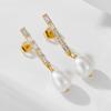 Exquisitos aretes de plata 925 de alta calidad con perla de agua dulce aretes de circonita aretes de moda para commuter OL aretes de temperamento venta al por mayor