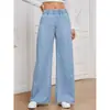 Jeans Populares para Mujer de Comercio Exterior Transfronterizo Amazon Aliexpress de Cintura Alta Pierna Recta Holgados Casuales Versátiles Pantalones Largos
