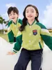 Ropa de Clase Uniforme Escolar Verde para Estudiantes de Primaria Traje Deportivo de Tres Piezas para Niños Estilo Escolar Ropa de Jardín de Infancia