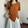 Camiseta de Diseño Nuevo de Verano 2026 Talla Grande para Mujeres de Talla Grande, Cintura Adelgazante, Corte Irregular, Top que Reduce la Edad