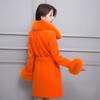 Leche de Papaya Otoño e Invierno Nueva Llegada Estilo Coreano Elegante Adelgazante Con Cordones Abrigo de Lana Cuello Grande de Lana Abrigo de Lana Moderno